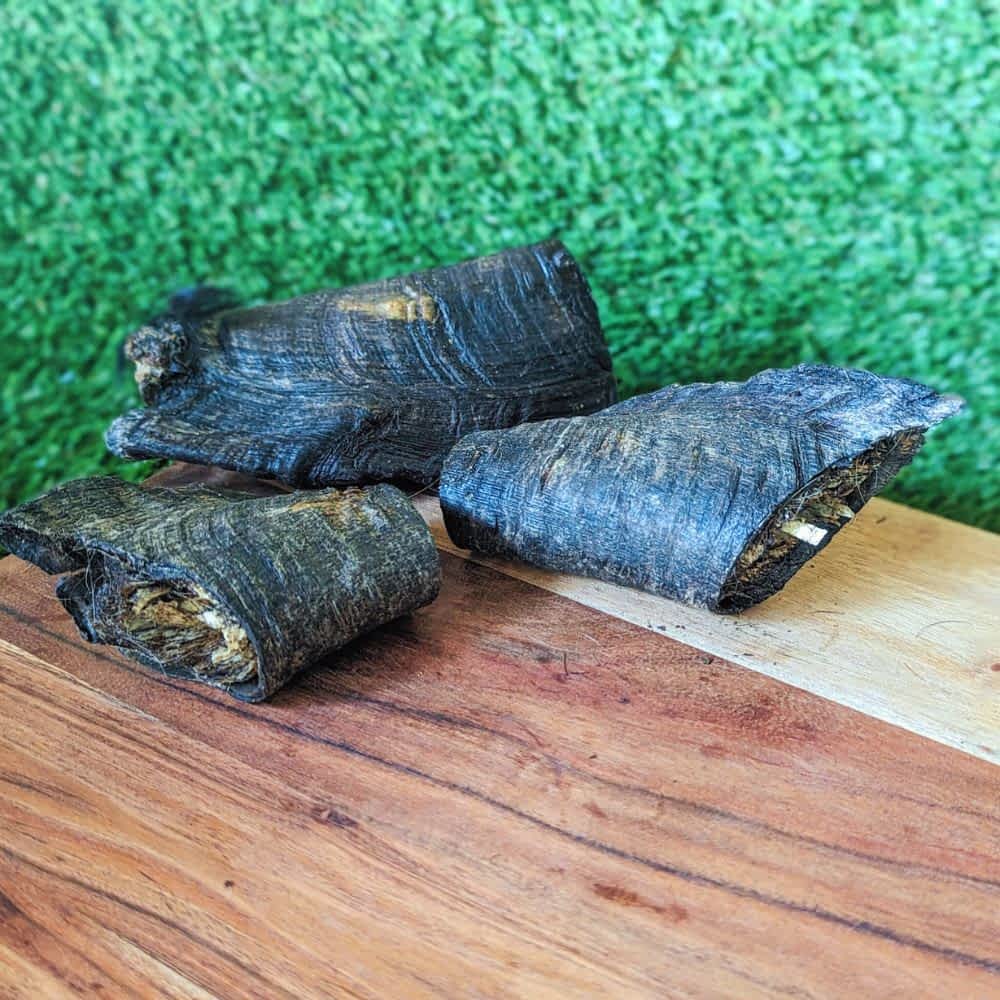 Assortment of Australian Goat Horn Butts, a long-lasting novel protein chew for dental health | Bonza Dog Treats