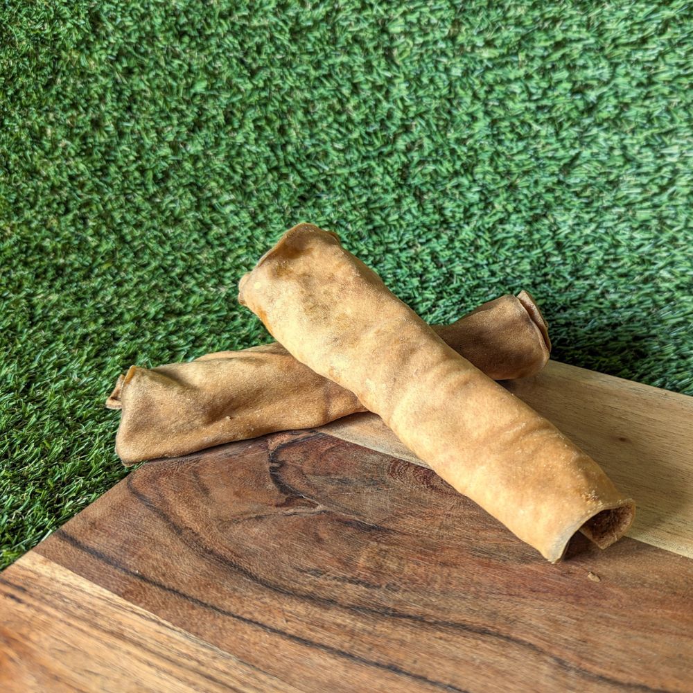 Individual beef skin roll chews for dogs  healthy alternative to beef marrow chews