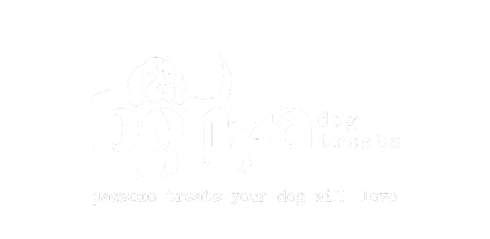 BONZA DOG TREATS LOGO IN WHITE WITH TAGLINE