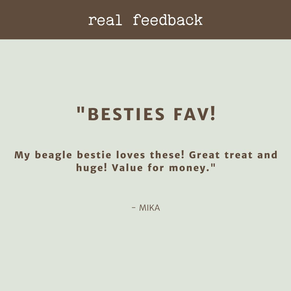 Product review testimonial beef cheeks dog treats