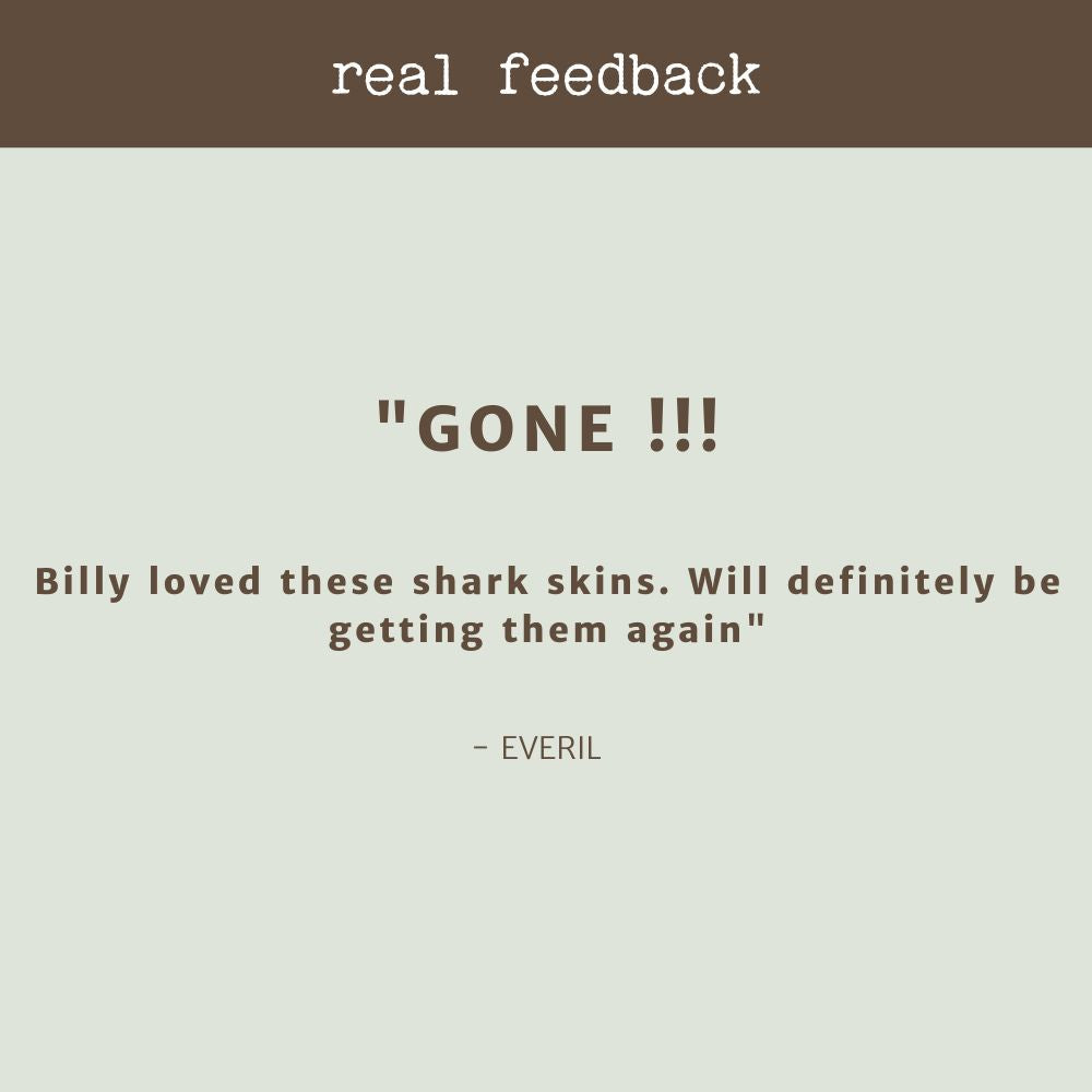 product review testimonial shark skin strips bonza dog treats