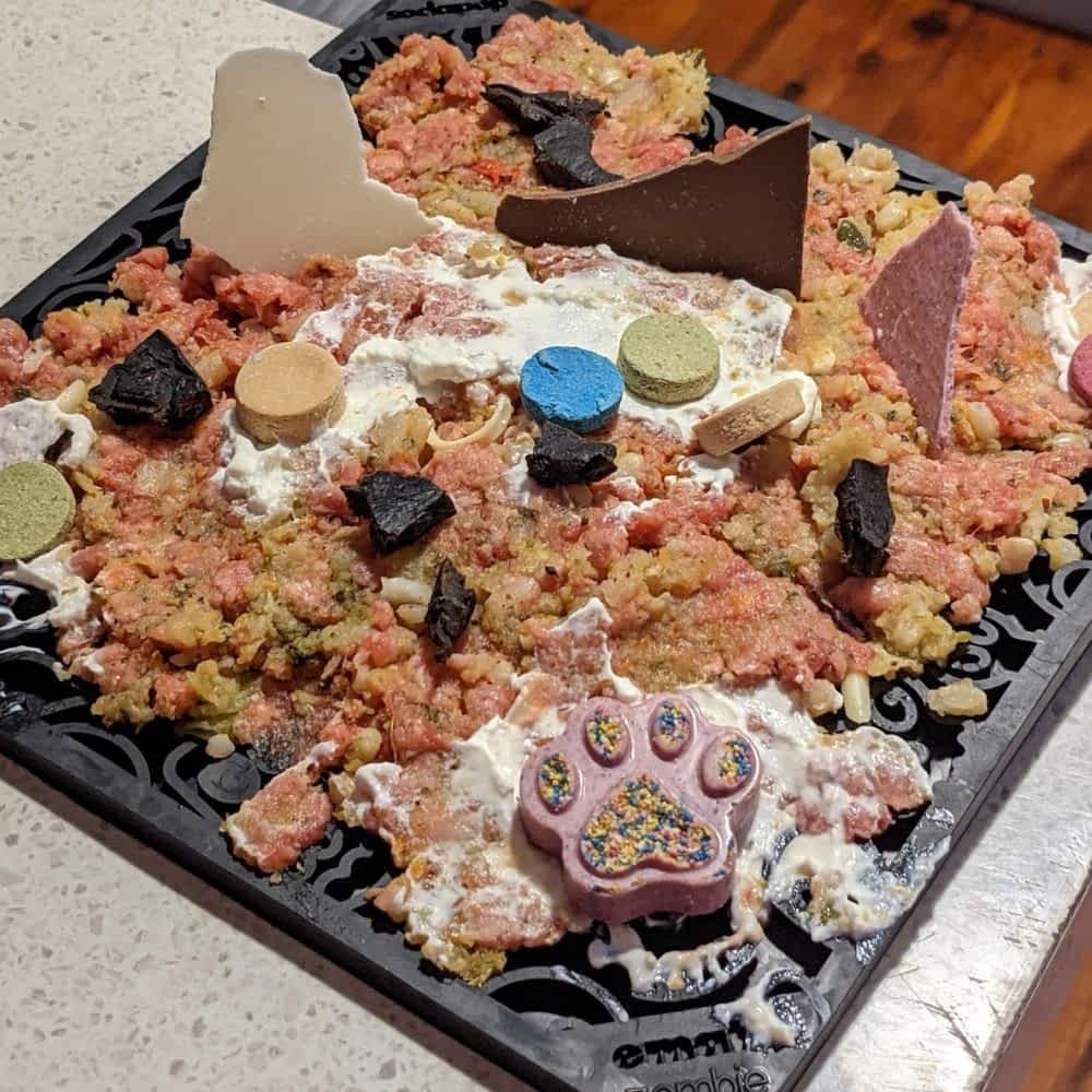 Filled Black Sodapup Zombies Lick Mat - Most Difficult, Complex Enrichment Mat | Bonza Dog Treats