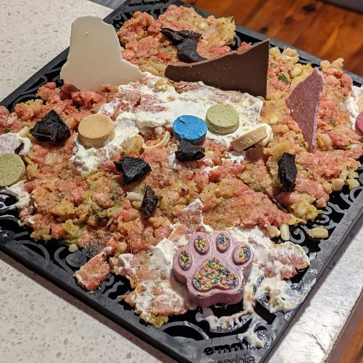 Filled Black Sodapup Zombies Lick Mat - Most Difficult, Complex Enrichment Mat | Bonza Dog Treats