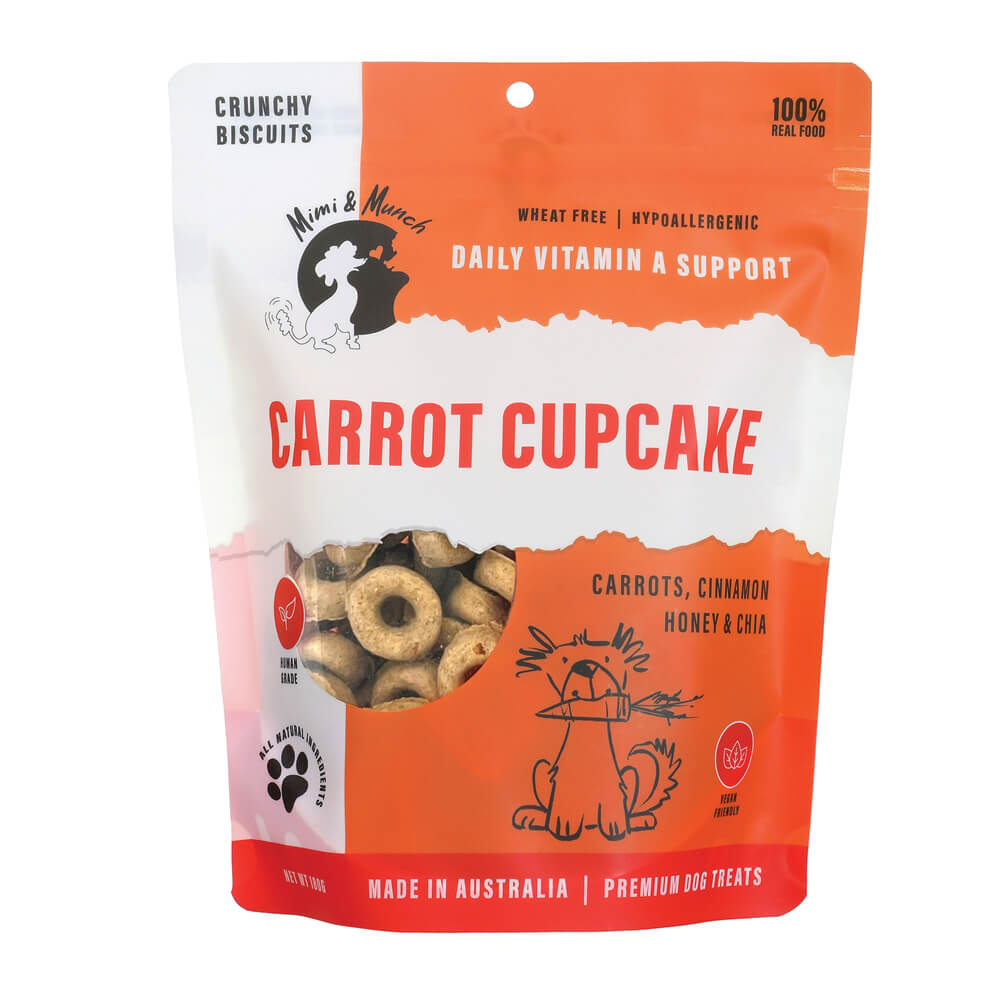 Mimi & Munch Carrot Cupcake natural dog treats rich in Vitamin A