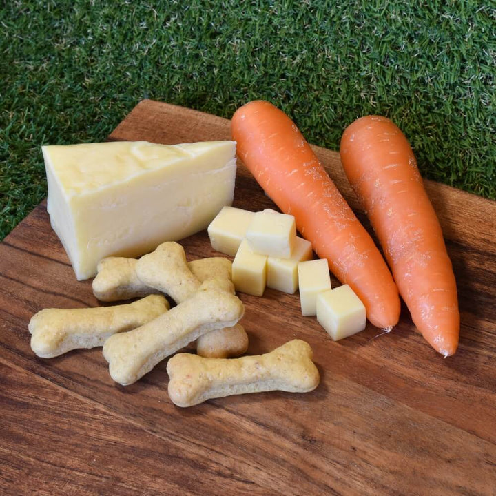 Hand baked bone shaped cheese & carrot dog bisocuits | Bonza Dog Treats