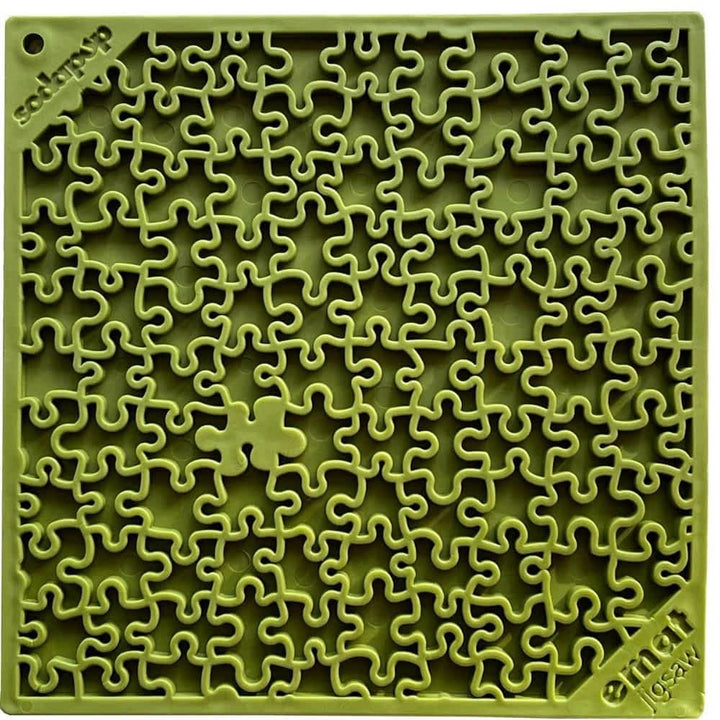 Green Sodapup Jigsaw Lick Mat - Complex Pattern Enrichment Mat for Experienced Dogs | Bonza Dog Treats