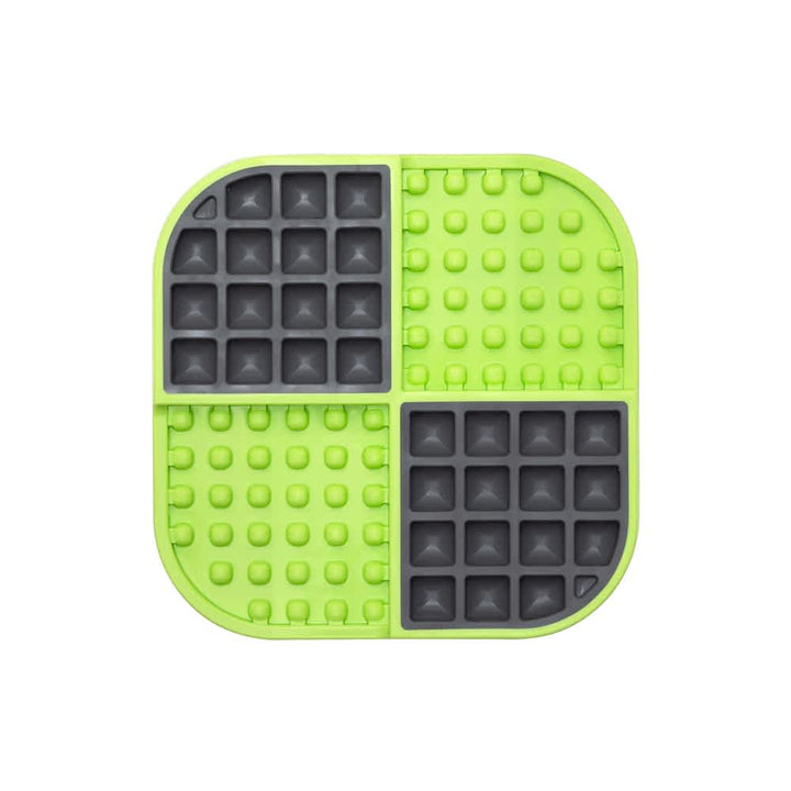 Green Slomo Tuff slow feeder tray no packaging, showing the dual-textured pattern used to reduce dog anxiety and prevent bloat | Bonza Dog Treats