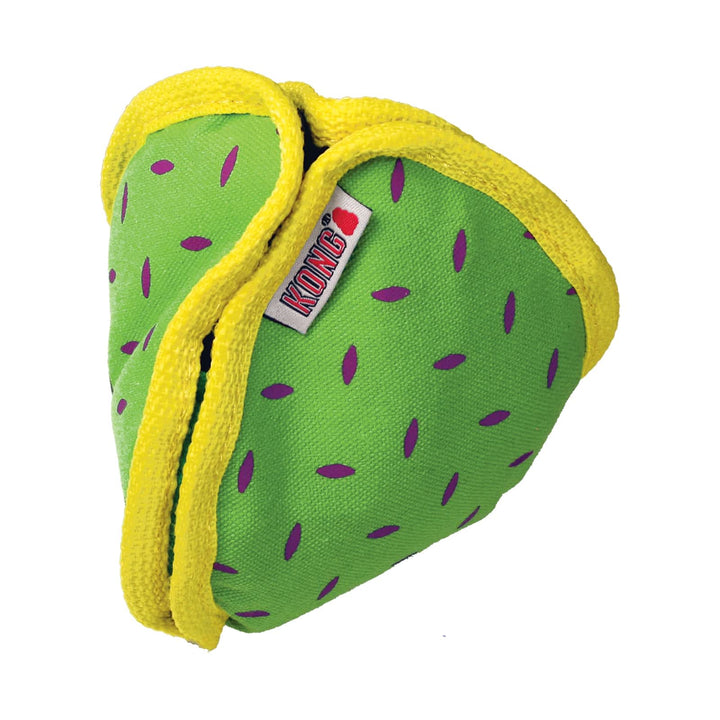 KONG Ballistic Hide 'n Treat dog puzzle toy closed, green, ideal for mental enrichment, agility training, and high-value reward retrieval | Bonza Dog Treats