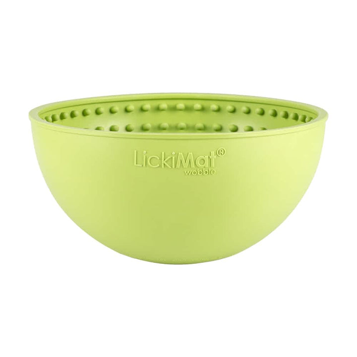 Green Lickimat Wobble slow feeder bowl no packaging showing the unique unstable design that provides a mental challenge and prevents bloat in dogs | Bonza Dog Treats