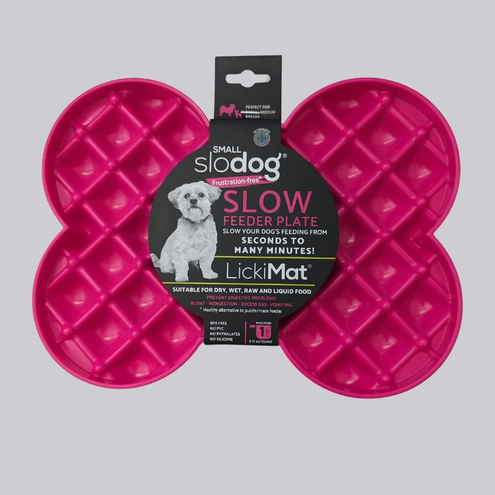 Lickimat Small Slodog feeder plate pink Bonza Dog Treats