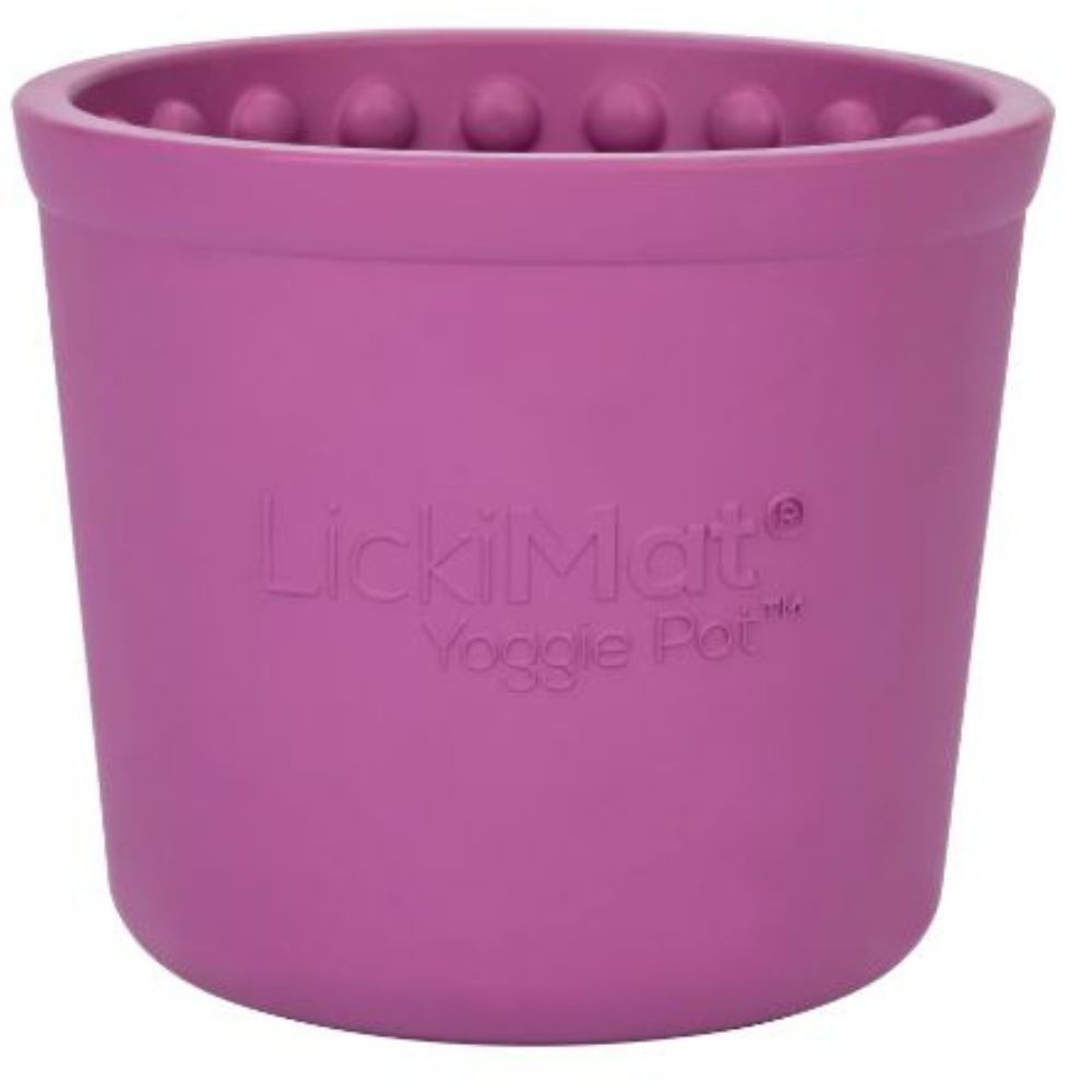 Lickimat Purple Yoggie Pot Enrichment Feeder Bonza Dog Treats