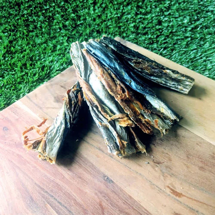 Pack of 5 Mackerel Sticks, a single-ingredient, Omega-3 rich fish dental chew for dogs | Bonza Dog Treats