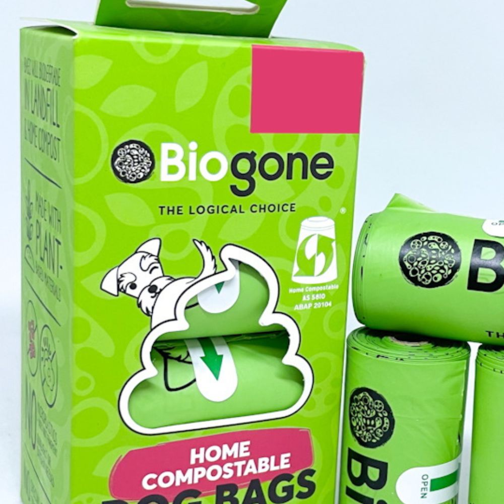 Biogone home compostable dog poop bags with handles 