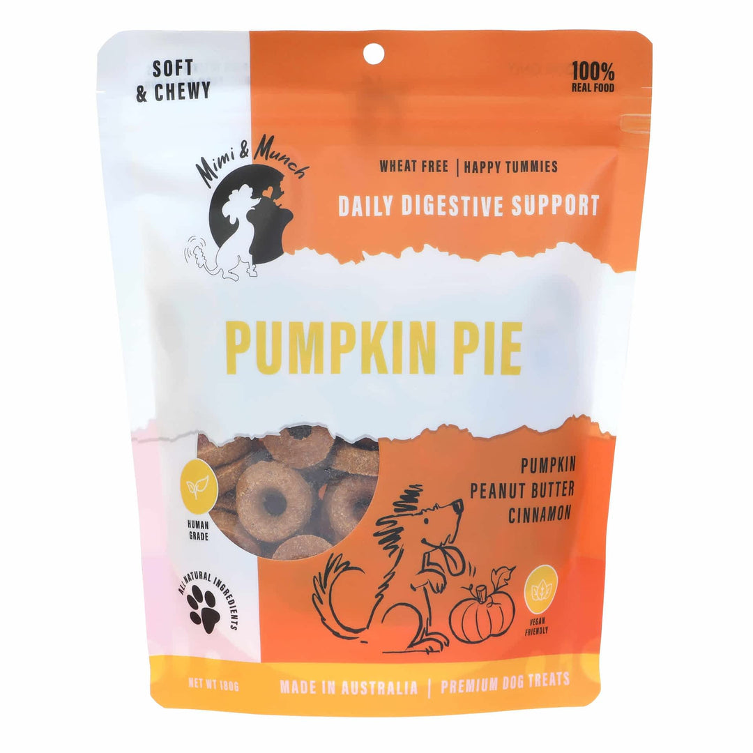 Soft-baked Mimi & Munch Pumpkin Pie dog treats with chia seeds
