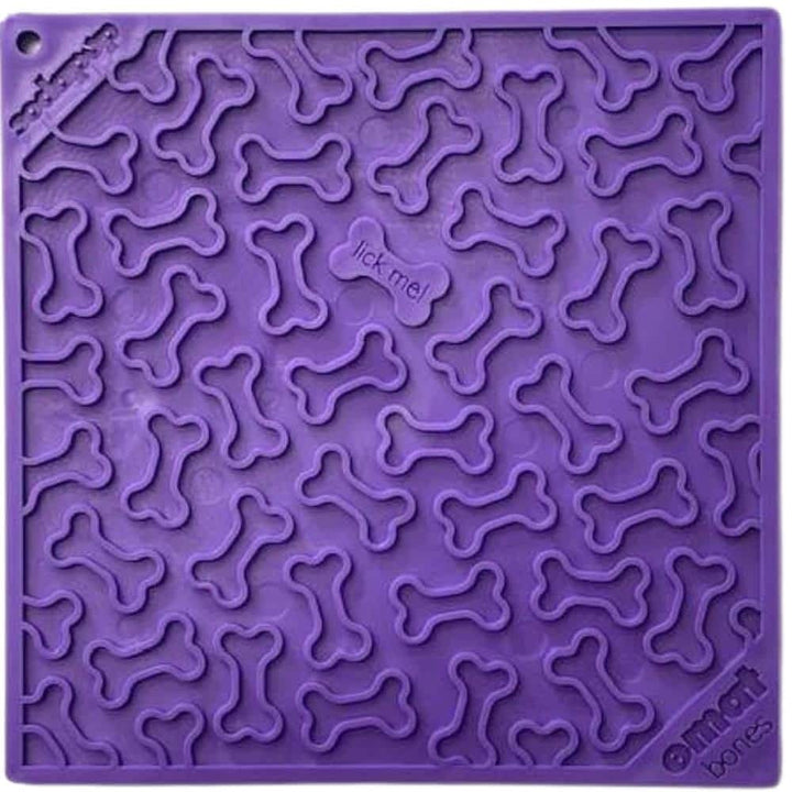 Purple Sodapup Bones Lick Mat - Shallow, Novice Enrichment Feeding Mat | Bonza Dog Treats