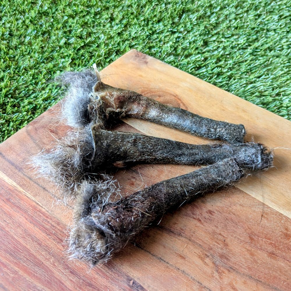 Wallaby sleeves with fur dog chew treat for puppies and small dogs Bonza Dog Treats