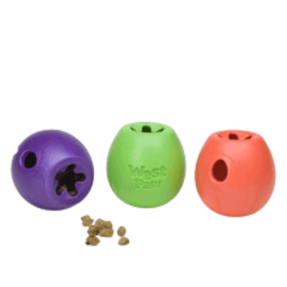 West Paw Rumbl interactive slow feeder toy, a durable, non-toxic enrichment device for preventing bloat and speed eating in dogs | Bonza Dog Treats