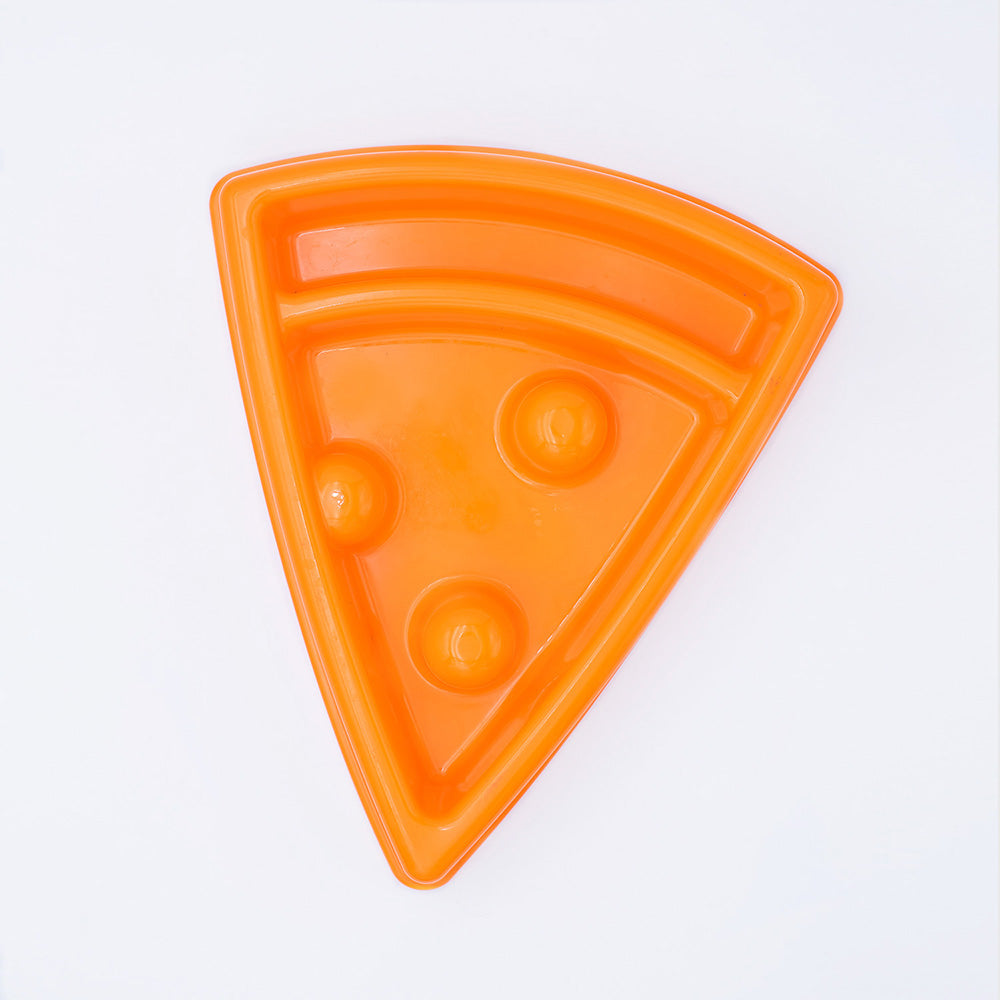 Zippy Paws Happy Bowl Pizza Slice Slow Feeder Orange