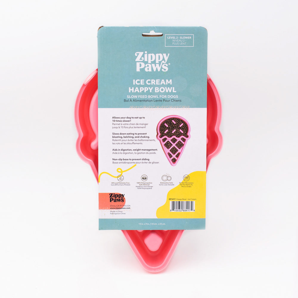 Zippy Paws Happy Bowl Ice Cream Cone Slow Feeder Reverse Packaging