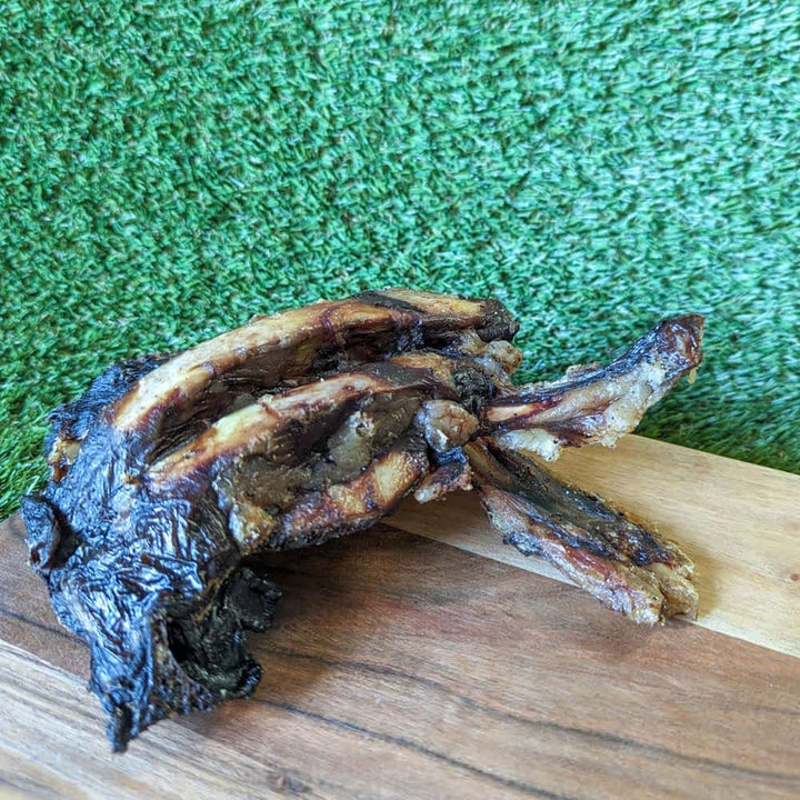 Pile of 100% Australian Emu Ribs, a novel protein dental chew for dogs with sensitivities | Bonza Dog Treats