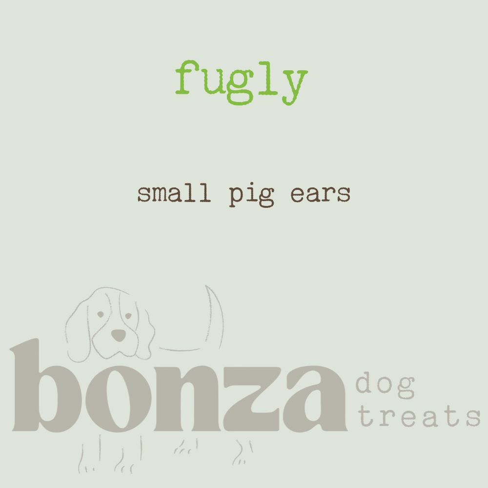 fugly small pig pork ears dog treats Bonza Dog Treats