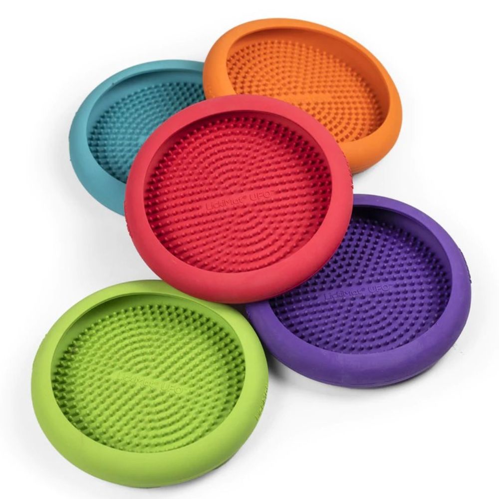 Lickimat UFO enrichment feeding bowl in 5 colours no retail packaging