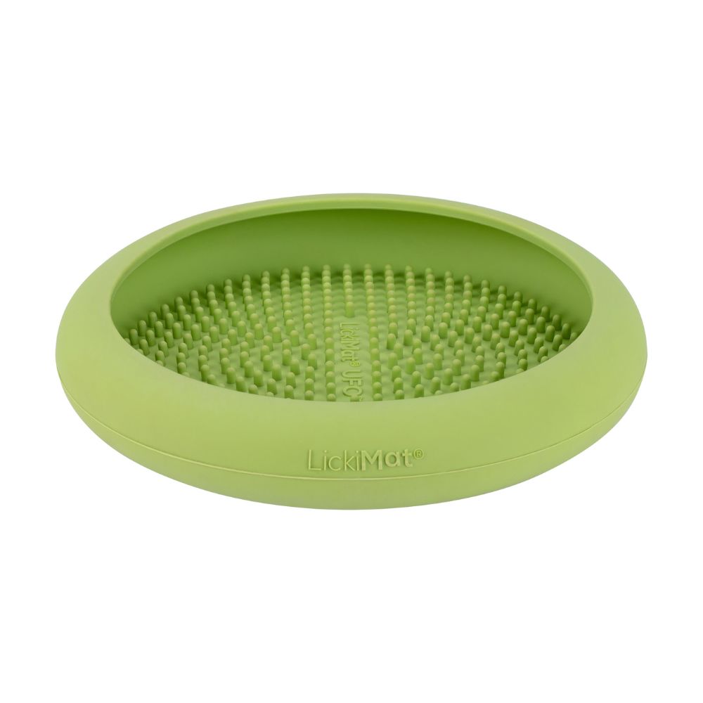 Lickimat UFO enrichment feeding bowl green no retail packaging