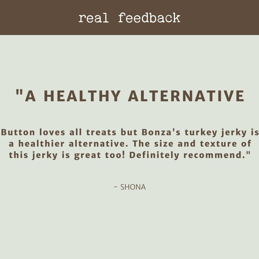 product review testimonial turkey jerky bonza dog treats